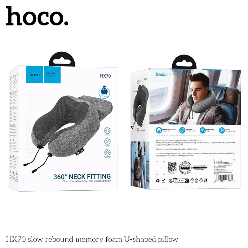 หมอนรองคอ HOCO HX70 เมมโมรี่โฟม ทรงตัว U รองรับต้นคอ 360&deg; พับเก็บได้ พร้อมถุงสำหรับพกพา